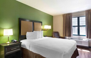 Desk, blackout drapes, iron/ironing board, free WiFi