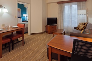 Premium bedding, desk, blackout drapes, iron/ironing board