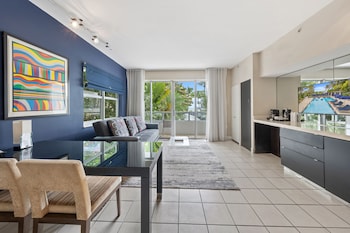 Suite, Garden View | Living area | Flat-screen TV at Sagamore Hotel South Beach - An All Suite Hotel