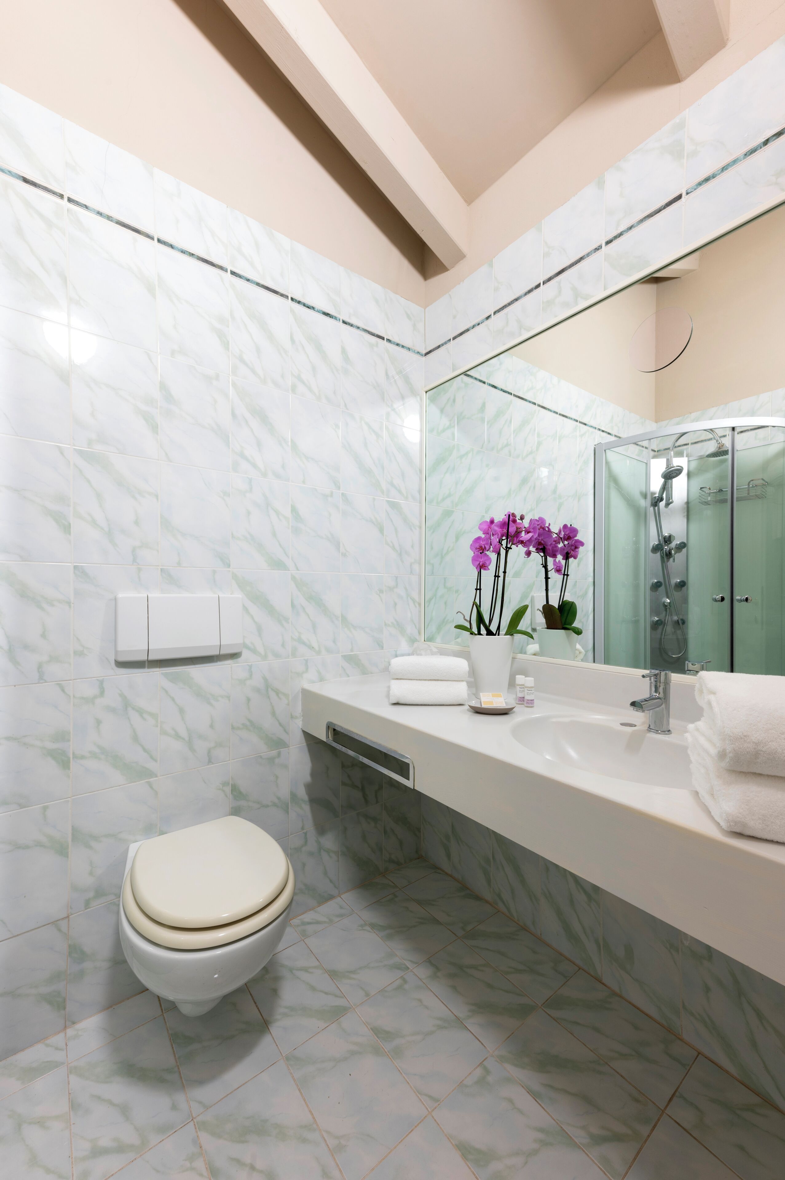 shower, free toiletries, hair dryer, slippers