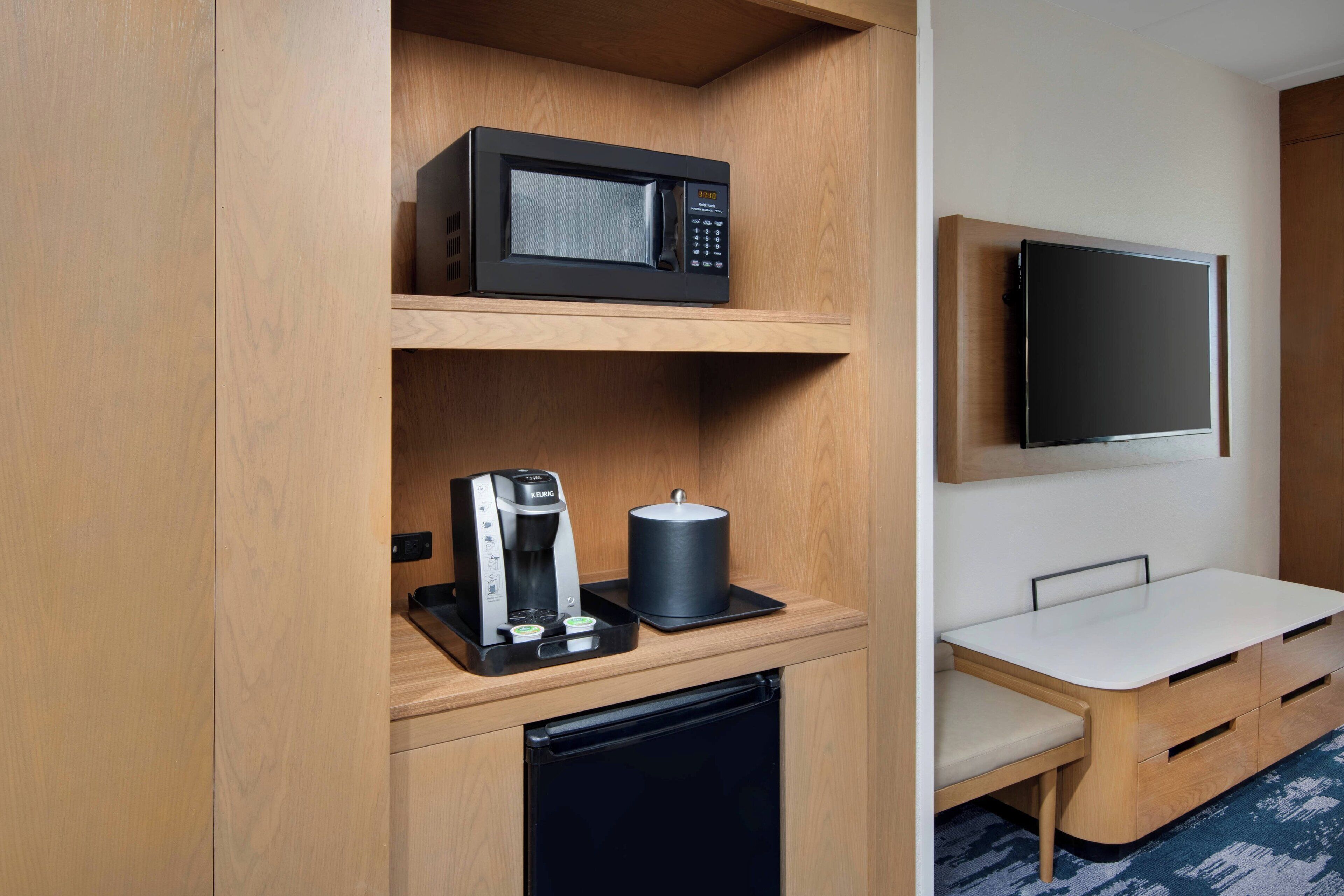 desk, blackout curtains, iron/ironing board, free cots/infant beds