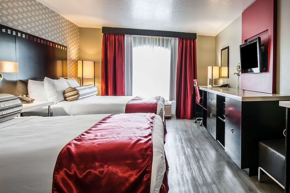 Standard Room, 2 Queen Beds, Non Smoking | 2 bedrooms, down comforters, desk, laptop workspace