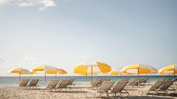 Beach nearby, white sand, sun-loungers, beach umbrellas