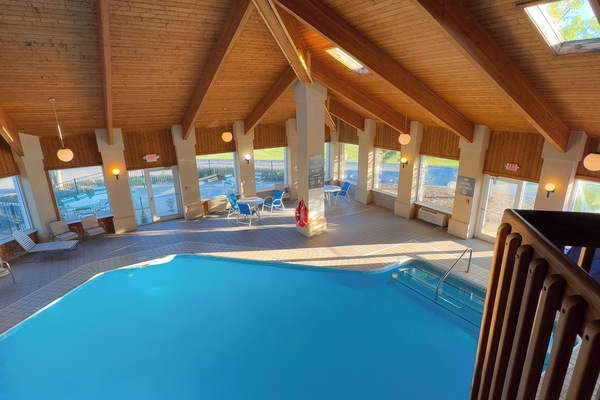 Indoor pool, open 8:00 AM to 10:00 PM, sun loungers