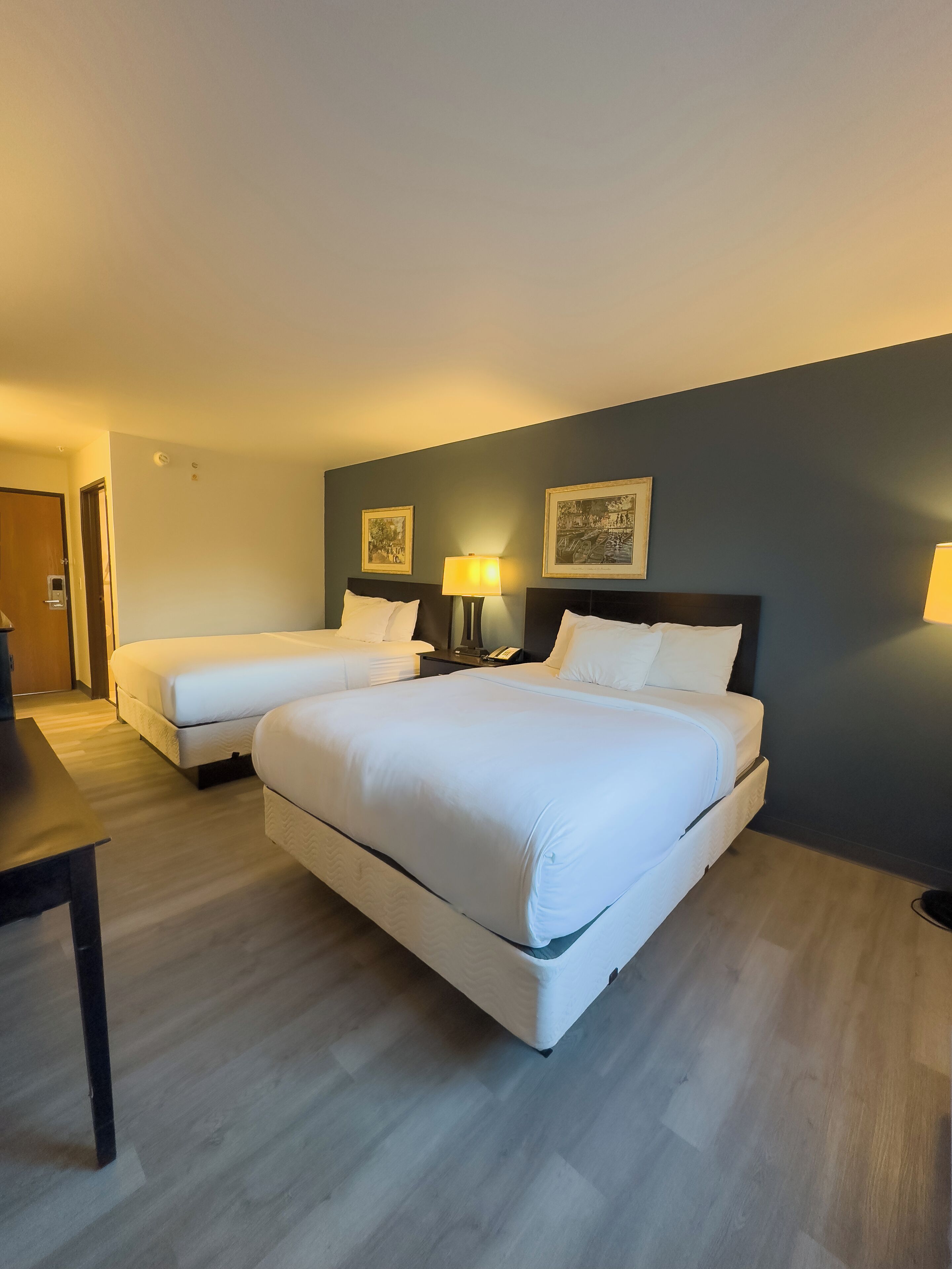 Pillowtop beds, desk, iron/ironing board, free cribs/infant beds