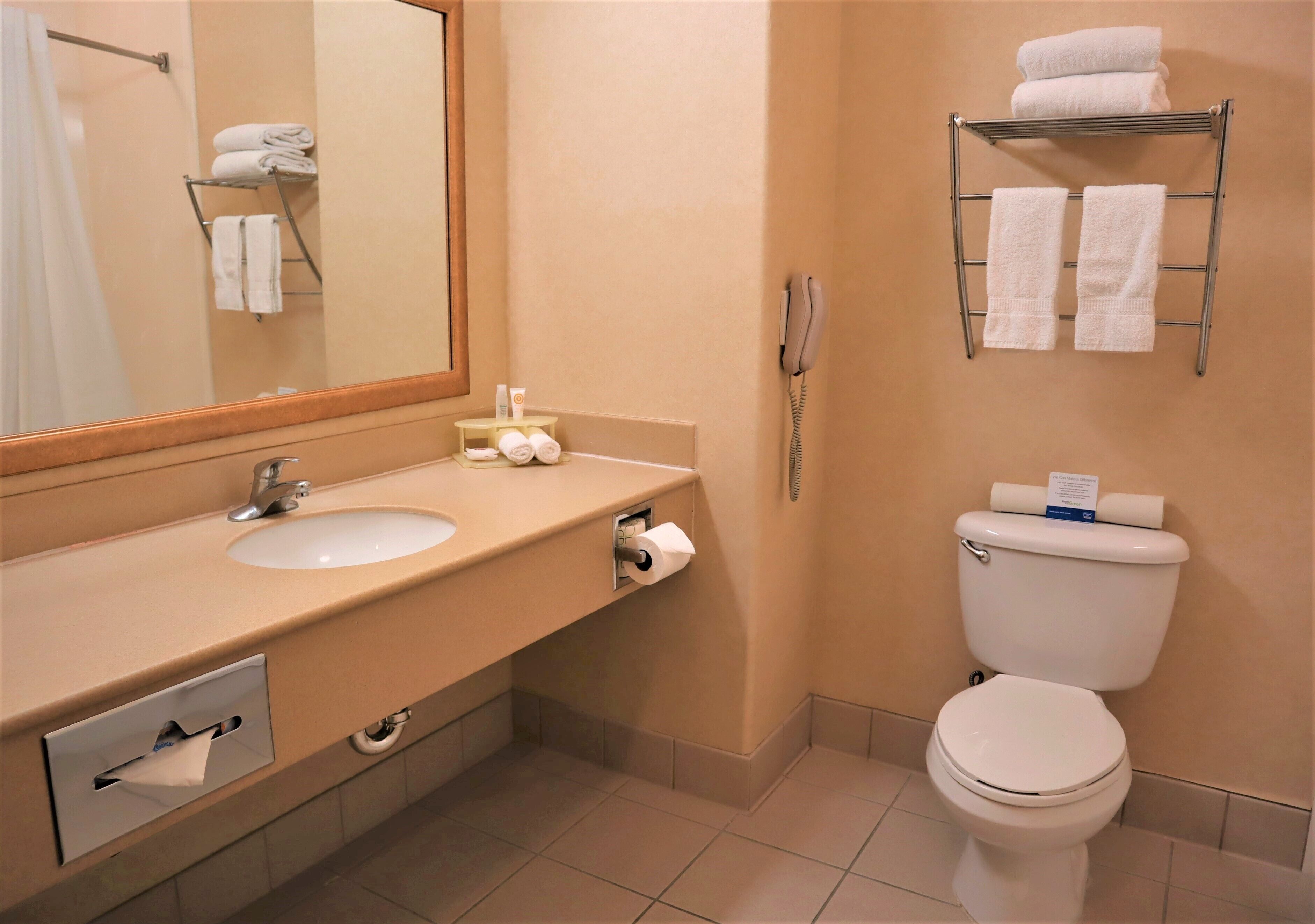 free toiletries, hair dryer, towels, soap