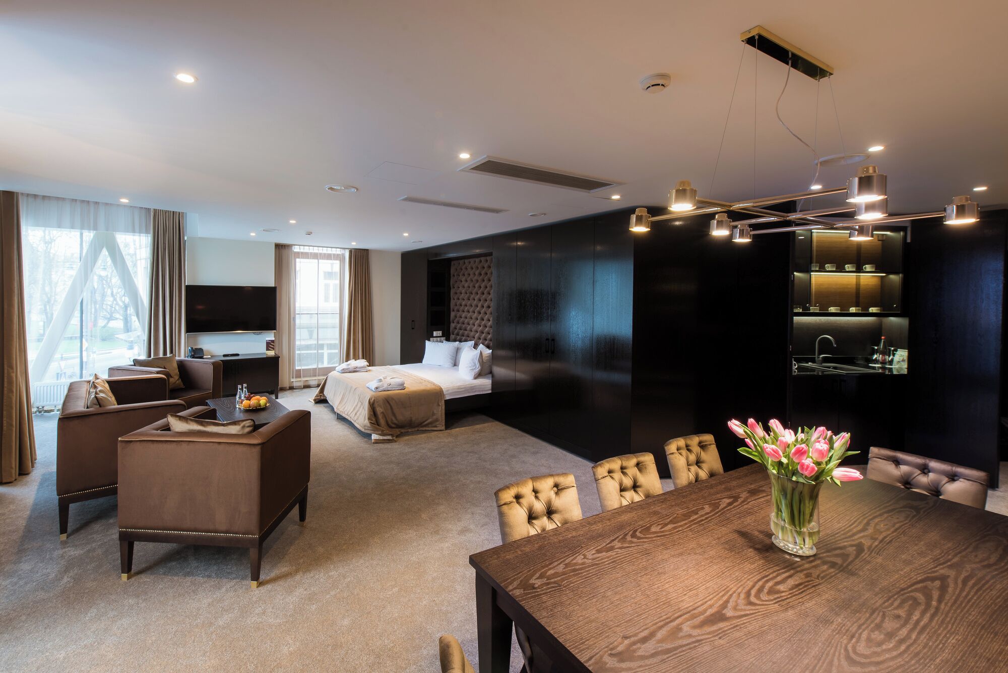 deluxe studio suite with cathedral view | living area | 81-cm flat-screen tv with satellite channels, tv