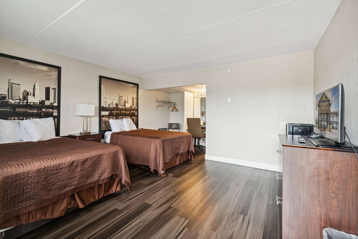 Room, 2 Double Beds, Smoking, Refrigerator & Microwave | Egyptian cotton sheets, premium bedding, pillow-top beds