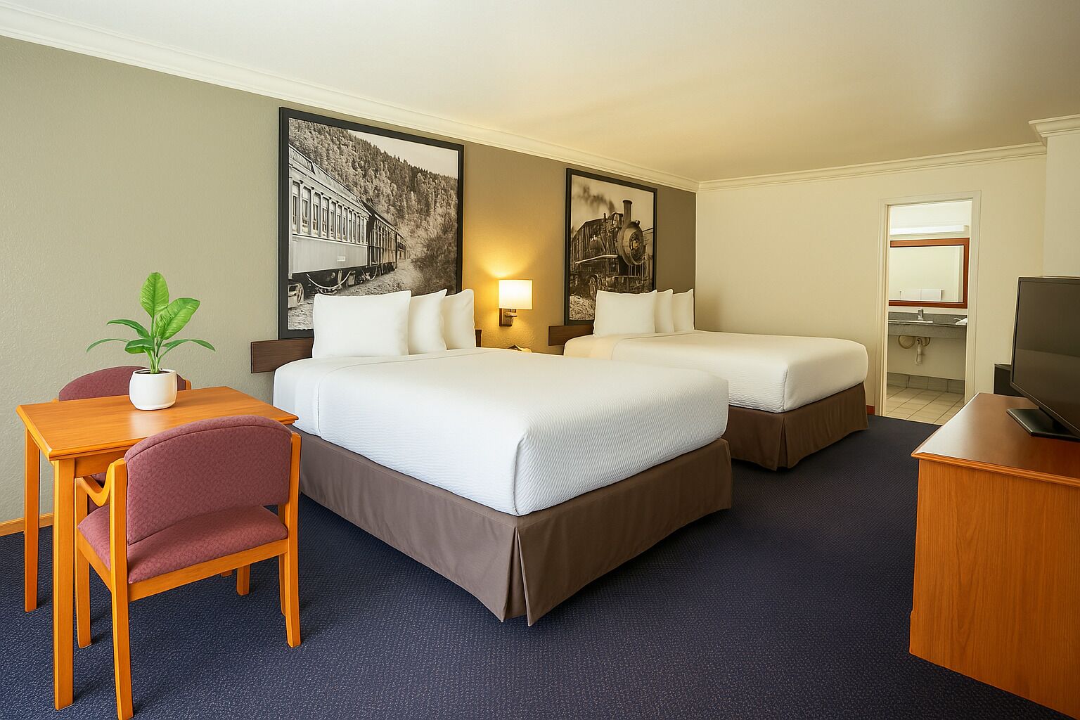 deluxe room, 2 queen beds, accessible, non smoking (mobility) | 1 bedroom, desk, laptop workspace, free wifi