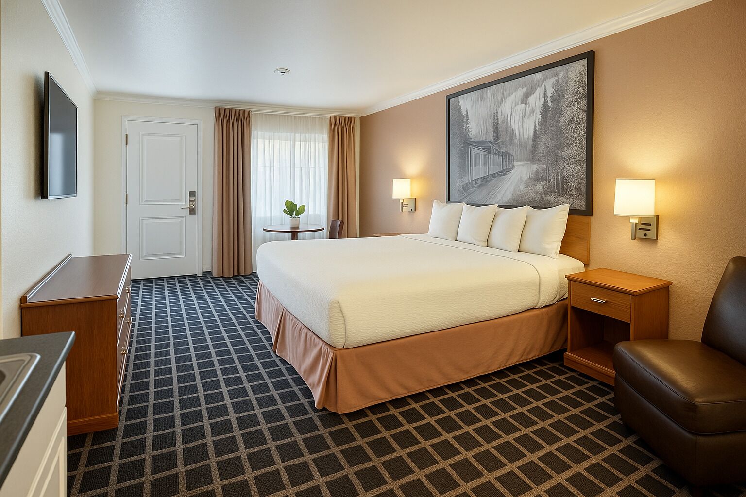 executive room, 1 king bed, kitchenette, garden view | 1 bedroom, desk, laptop workspace, free wifi