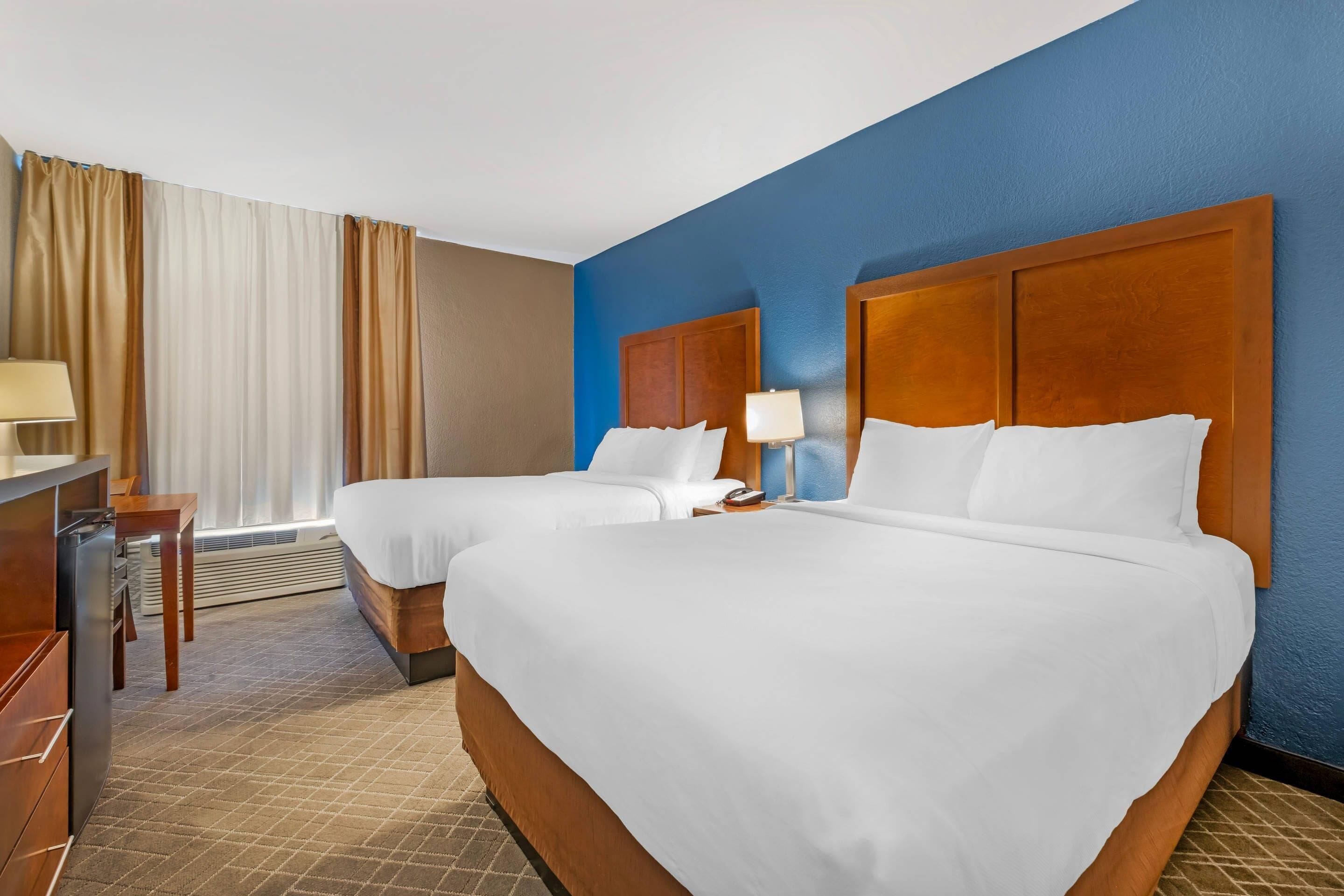 Standard Room, 2 Queen Beds, Non Smoking | In-room safe, desk, iron/ironing board, free WiFi