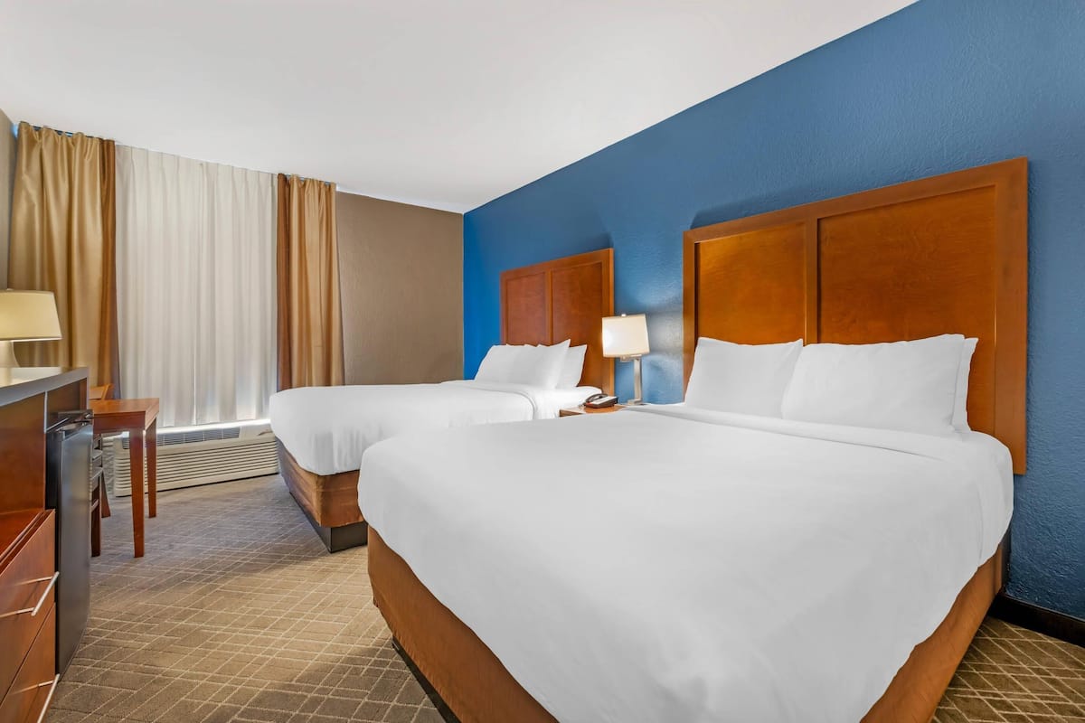 Standard Room, 2 Queen Beds, Non Smoking | In-room safe, desk, iron/ironing board, free WiFi