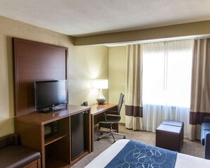 In-room safe, desk, laptop workspace, blackout drapes