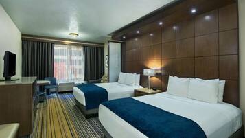 2 Queen Suite | Premium bedding, desk, laptop workspace, blackout curtains