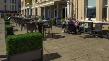 Dinner served, British cuisine, ocean views
