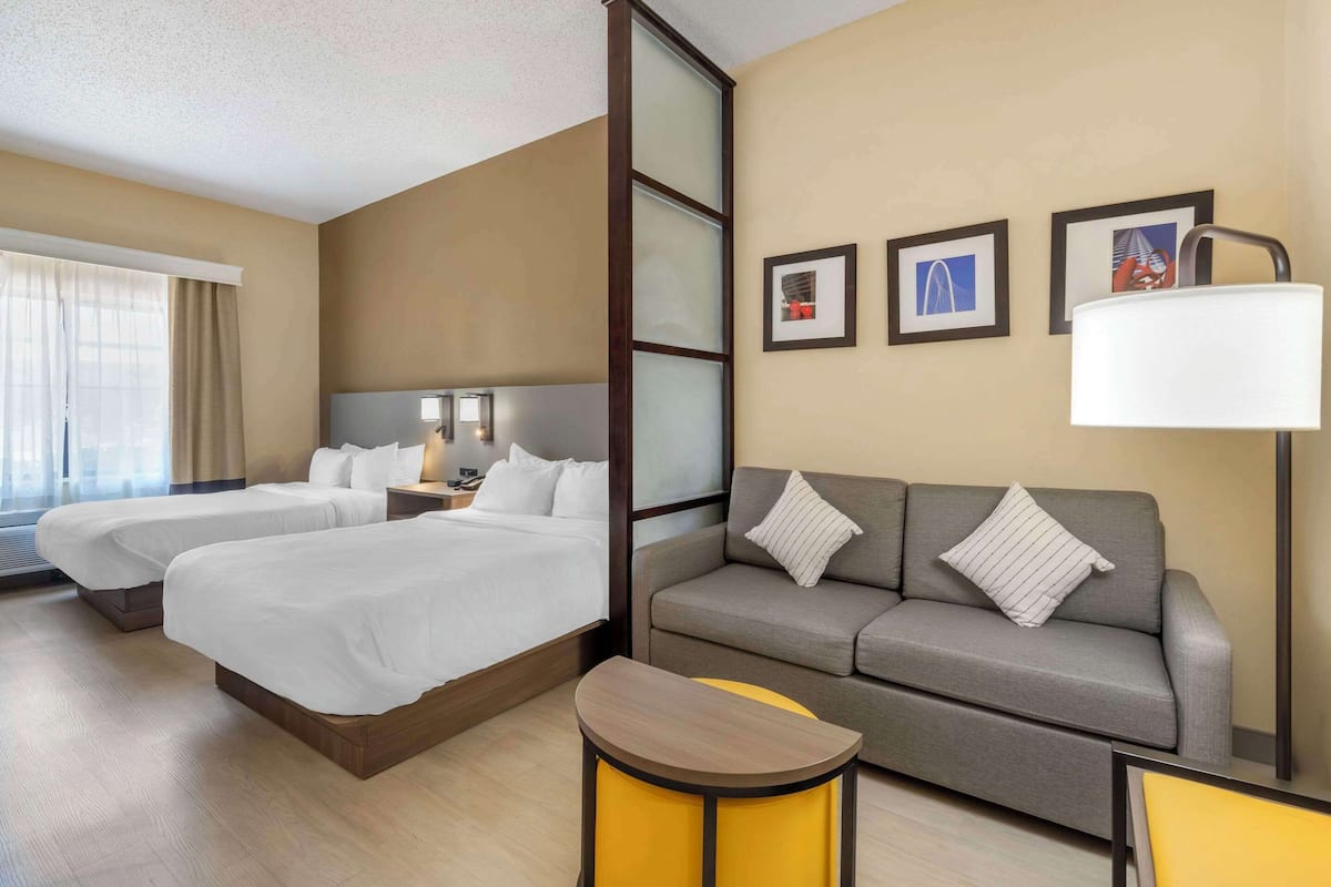 Suite, 2 Queen Beds, Accessible, Non Smoking | Desk, blackout curtains, iron/ironing board, free WiFi