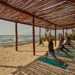 Private beach, white sand, beach umbrellas, beach towels