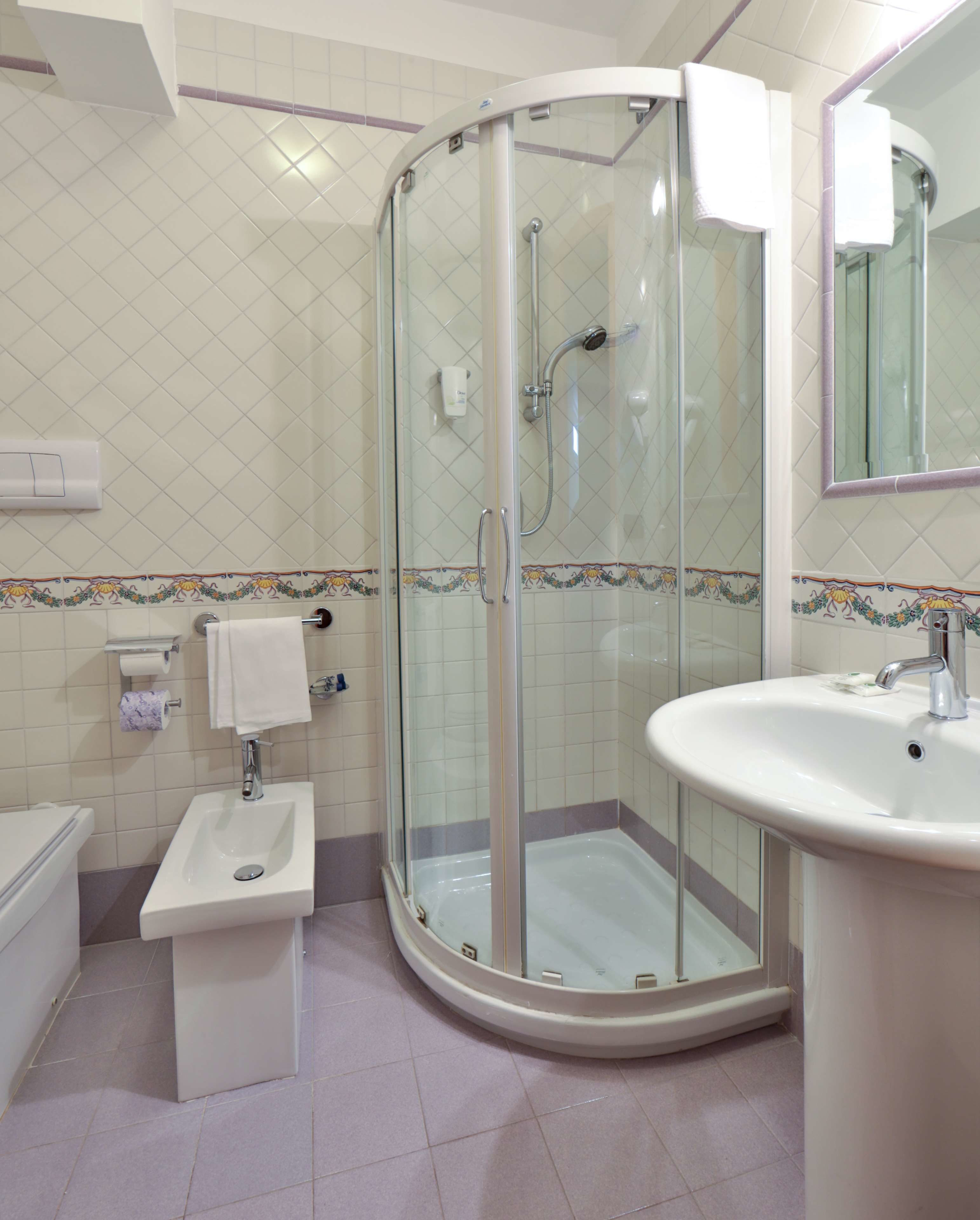 free toiletries, hair dryer, bidet, towels