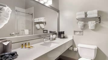 Gratis toiletartikelen, een haardroger, handdoeken