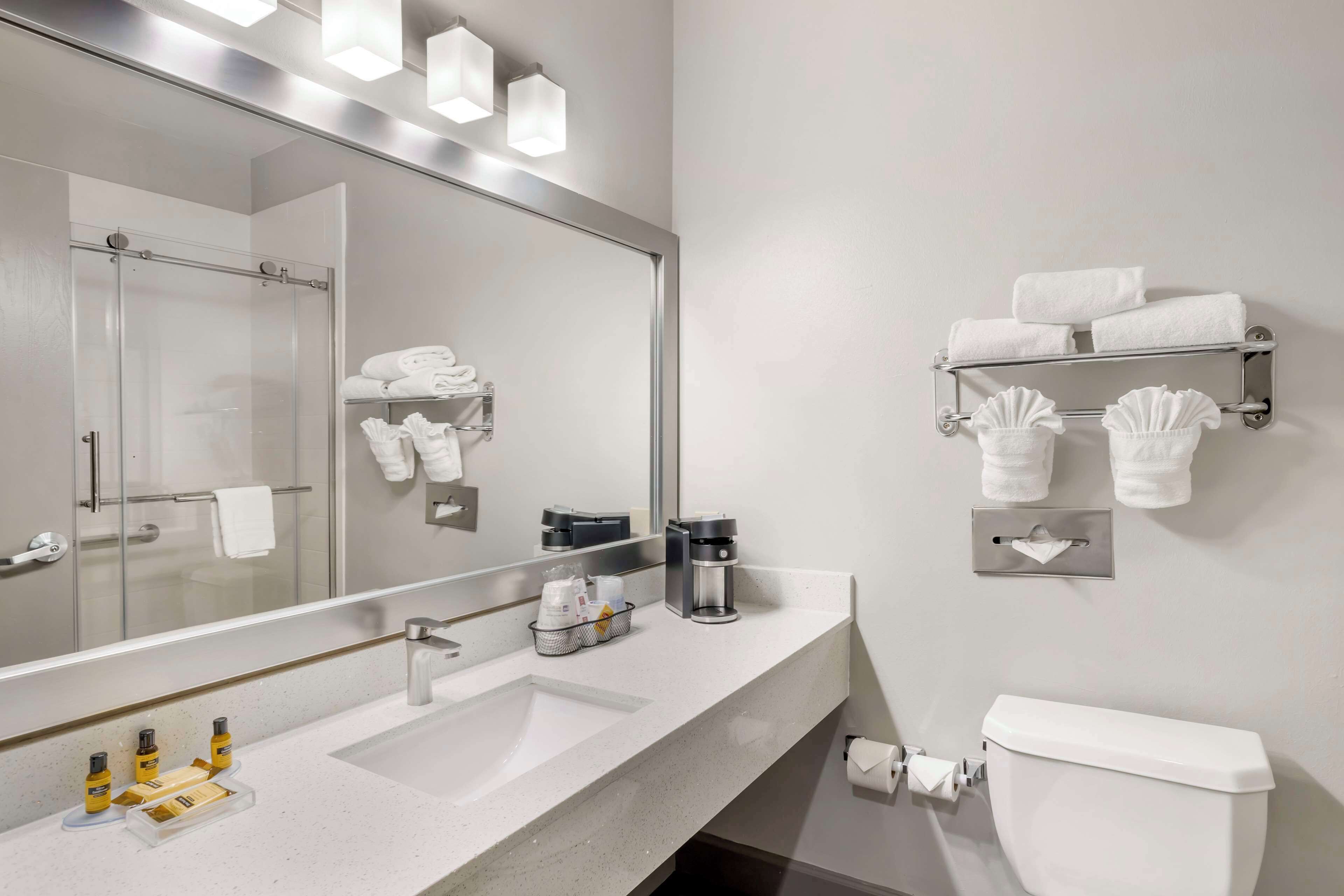 standard room, 1 king bed, non smoking, refrigerator & microwave | bathroom | free toiletries, hair dryer, towels