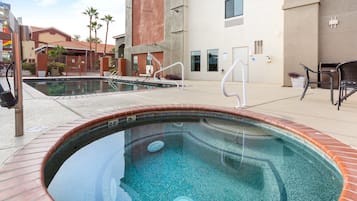 Outdoor pool, sun loungers