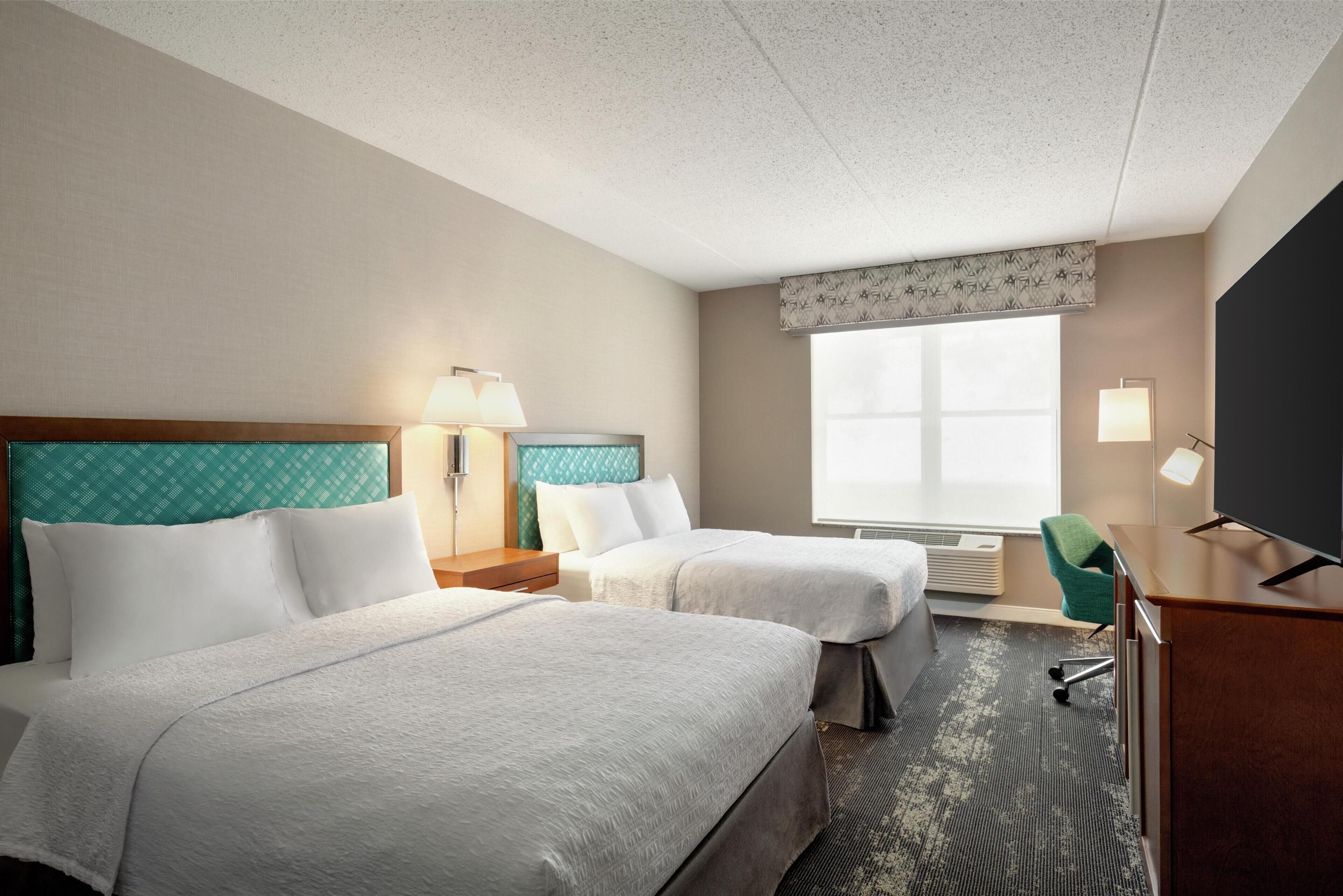 room, 2 queen beds, accessible, bathtub | desk, laptop workspace, blackout curtains, iron/ironing board