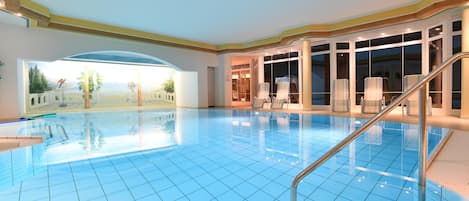 Indoor pool, pool loungers