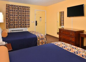 Room, 2 Double Beds, Non Smoking | Desk, free WiFi, bed sheets, alarm clocks