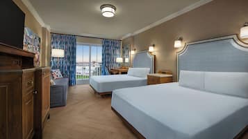 Water View. Hearing accessible - visual alarms and notifications. 2 queen beds, 1 daybed. | In-room safe, desk, laptop workspace, blackout drapes