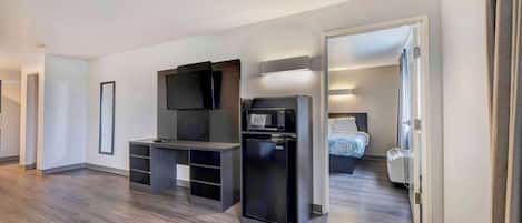 Premium bedding, pillow-top beds, desk, blackout curtains