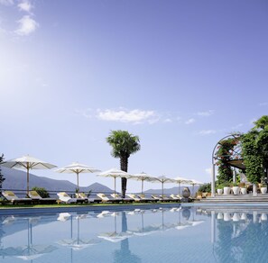 Indoor pool, outdoor pool, pool loungers