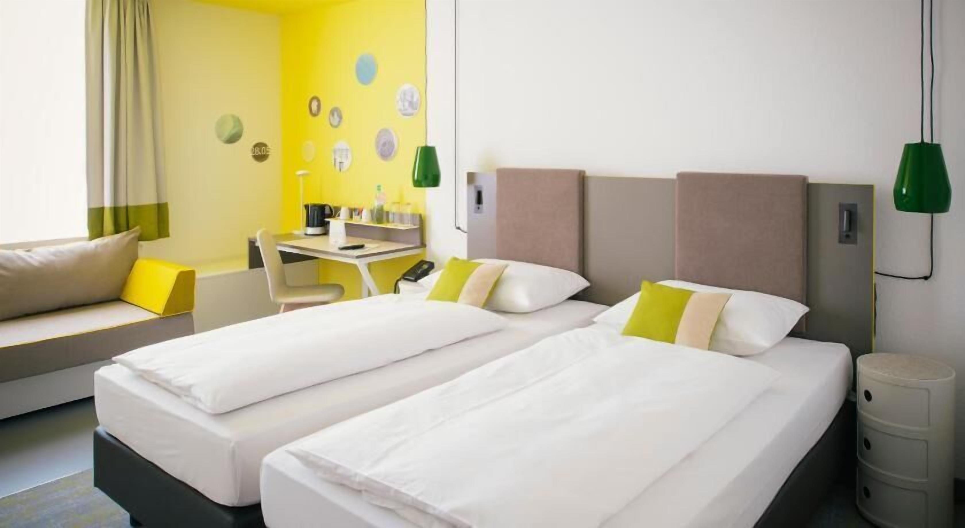 Premium bedding, desk, blackout curtains, soundproofing