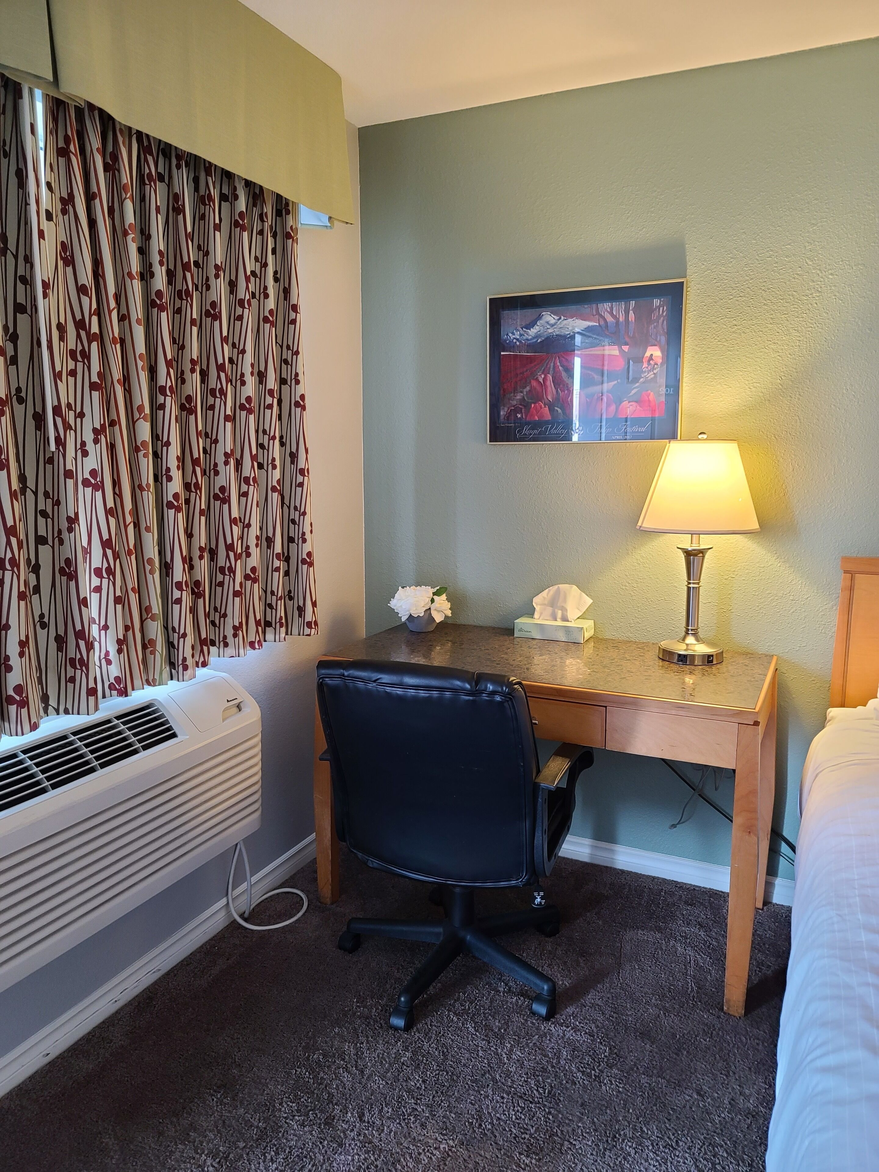 Premium bedding, Tempur-Pedic beds, desk, laptop workspace