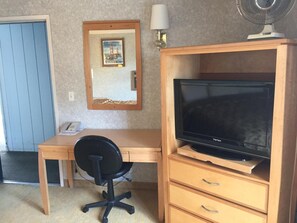 Desk, blackout curtains, iron/ironing board, free WiFi