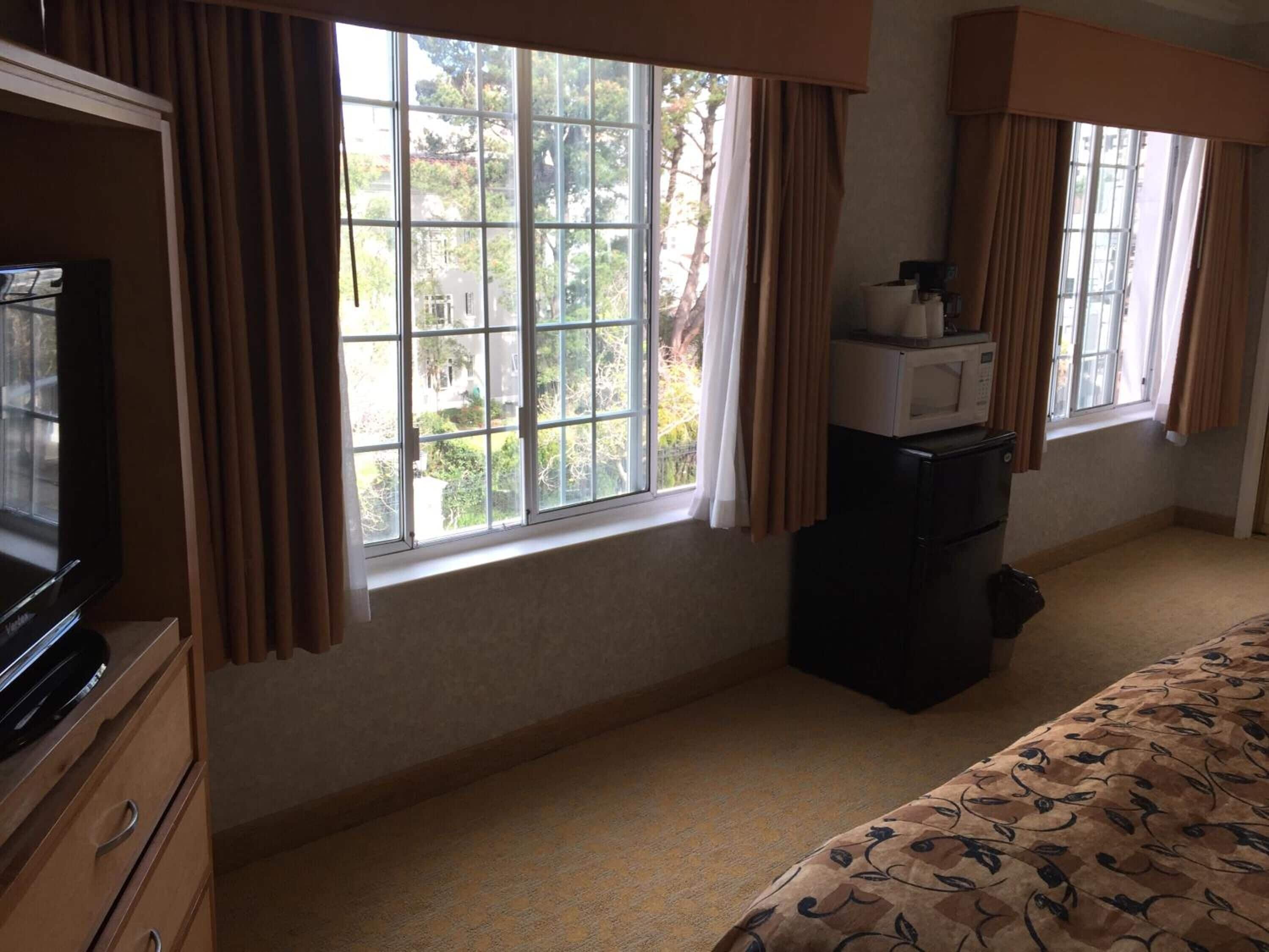 desk, blackout curtains, iron/ironing board, free wifi