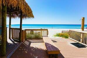 On the beach, white sand