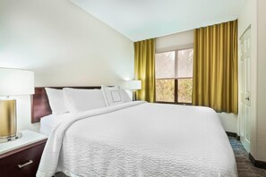 1 bedroom, desk, blackout drapes, iron/ironing board