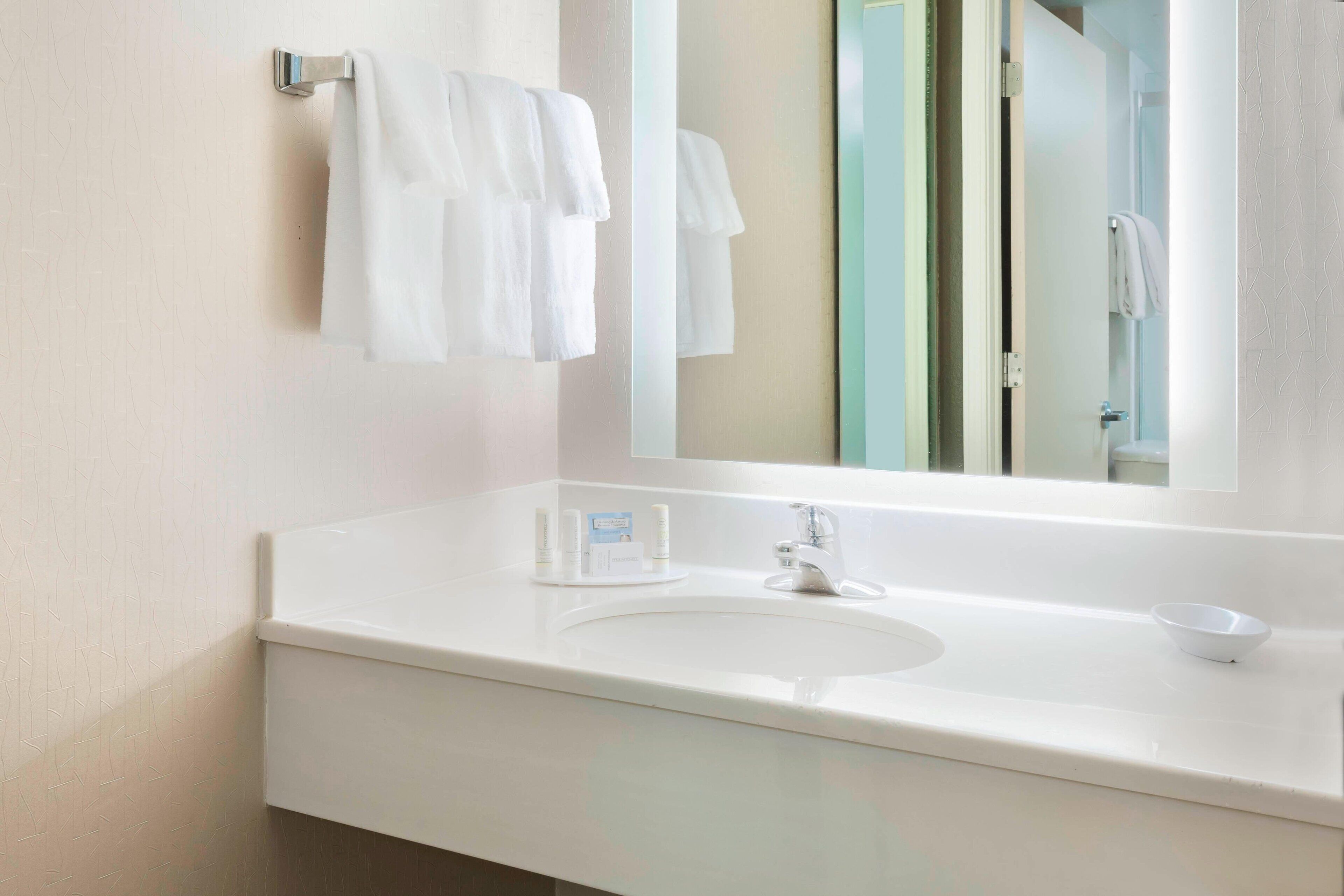 free toiletries, hair dryer, towels