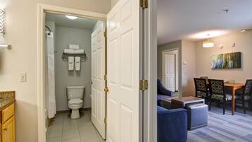 Free toiletries, hair dryer, towels