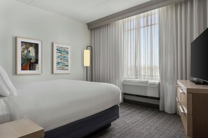 Premium bedding, down comforters, desk, blackout drapes
