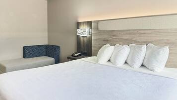 Premium bedding, desk, blackout curtains, iron/ironing board