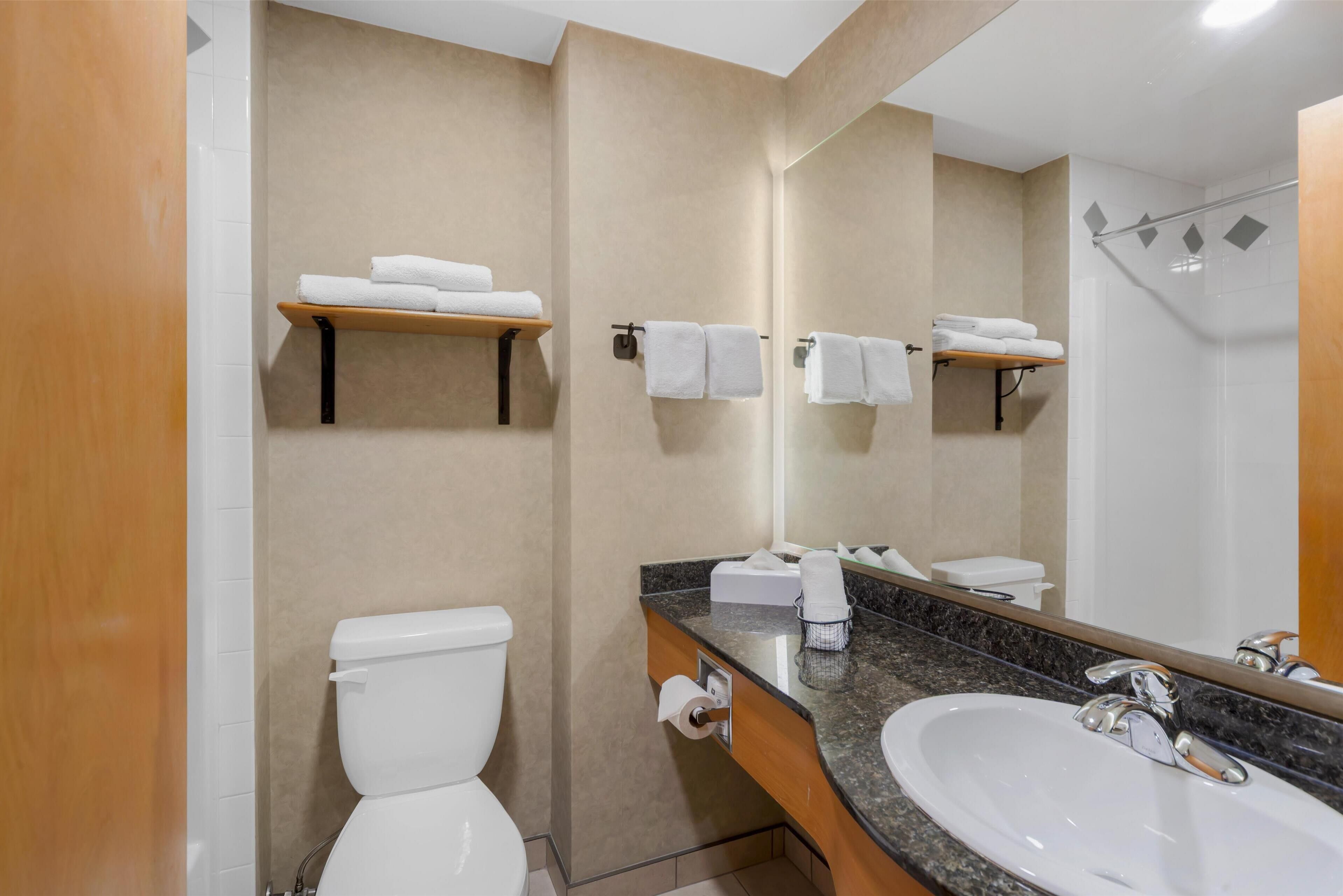 standard room, 1 king bed, non smoking, balcony (2nd floor;no pets in room type) | bathroom | combined shower/bathtub, free toiletries, hair dryer, towels
