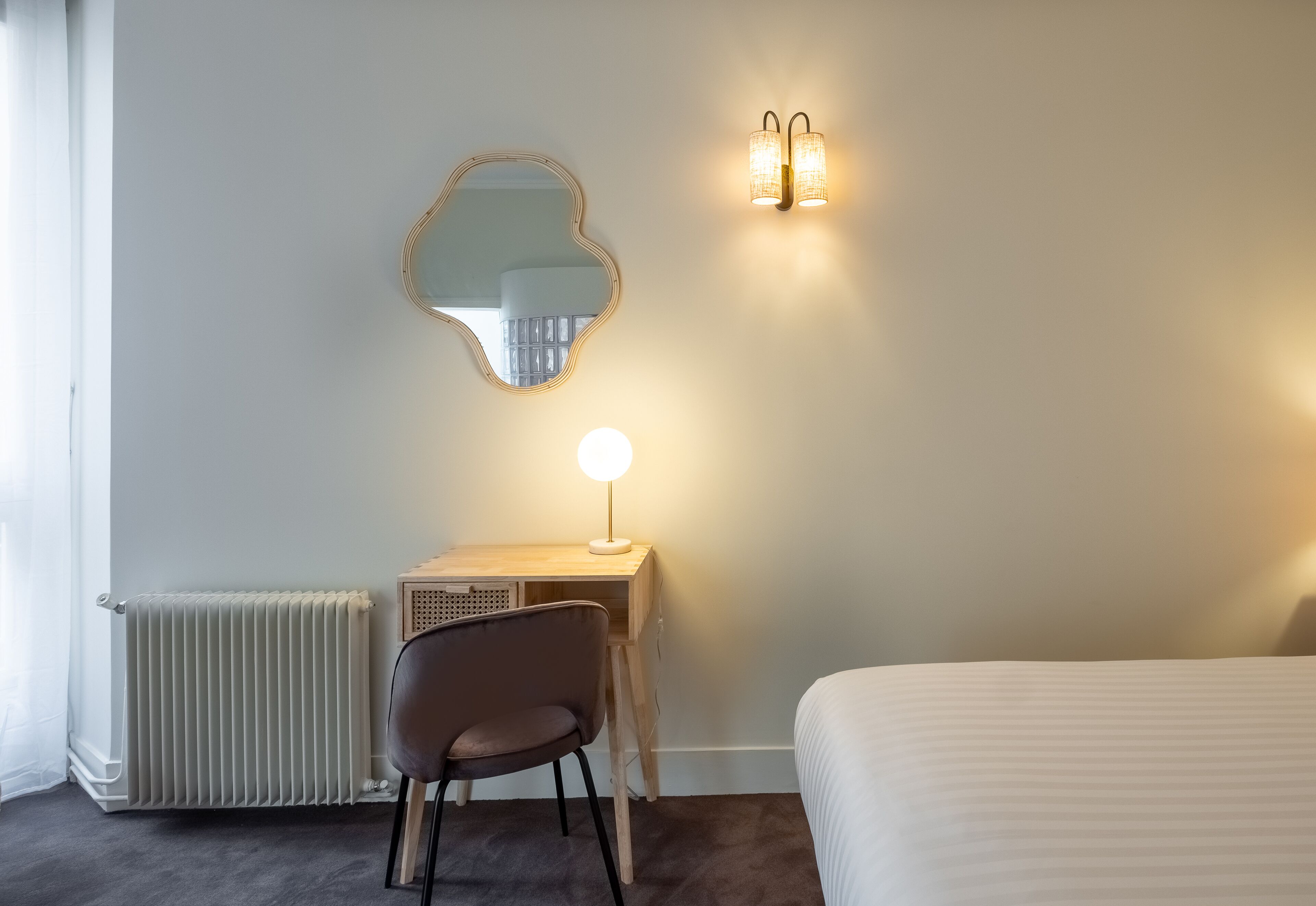 deluxe room | premium bedding, desk, laptop workspace, soundproofing