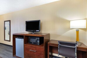Desk, blackout drapes, iron/ironing board, free cribs/infant beds