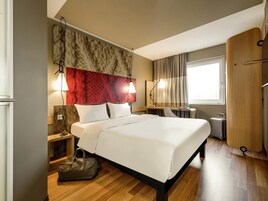 Desk, blackout drapes, soundproofing, iron/ironing board