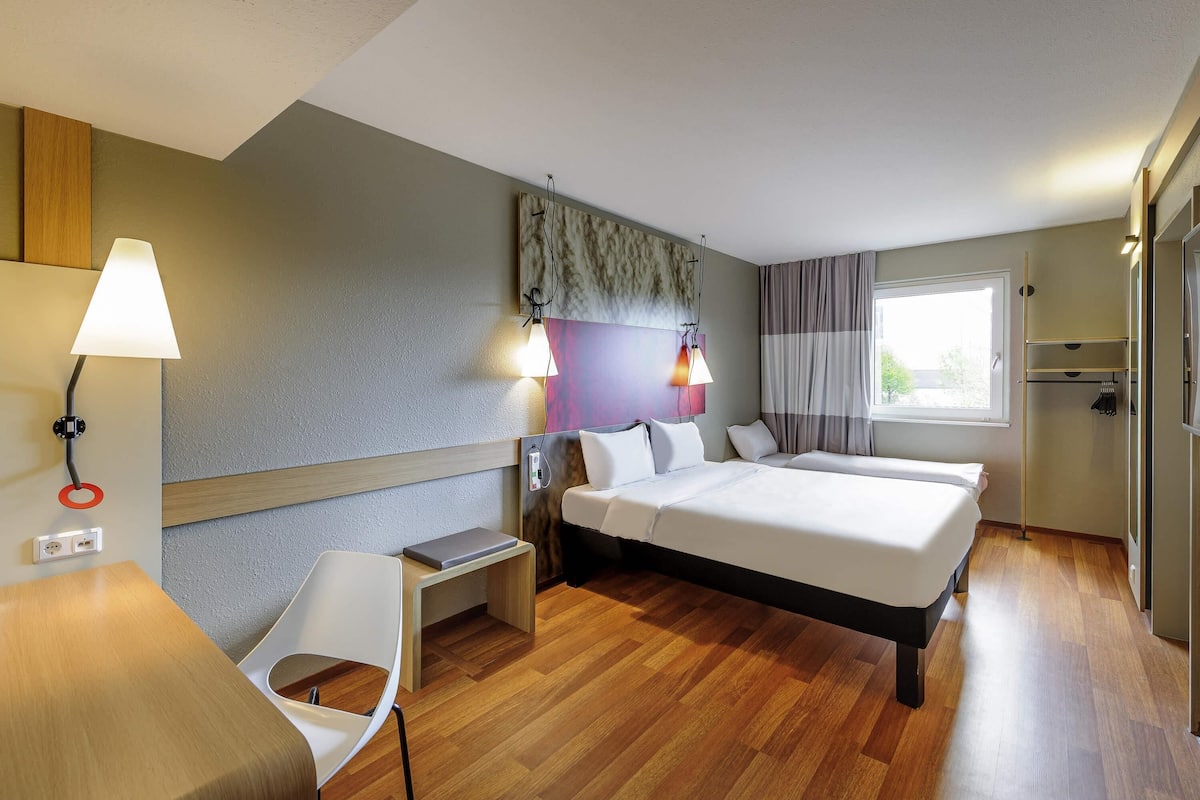 family room, multiple beds (new concept) | desk, blackout curtains, soundproofing, iron/ironing board