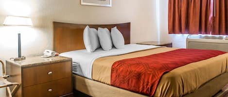 Desk, blackout curtains, free WiFi, bed sheets