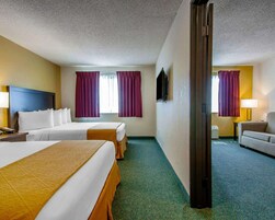 Room, 2 Queen Beds, Accessible, Non Smoking | Desk, laptop workspace, iron/ironing board, free cribs/infant beds