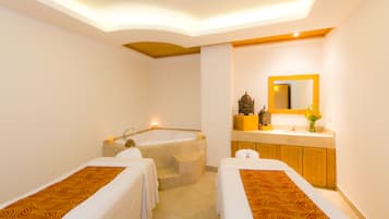 Hot tub, steam room, body treatments, hot stone massages