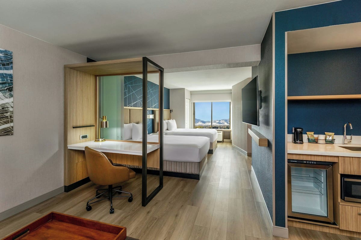Room, Multiple Beds, Smoking (View) | Premium bedding, in-room safe, desk, laptop workspace